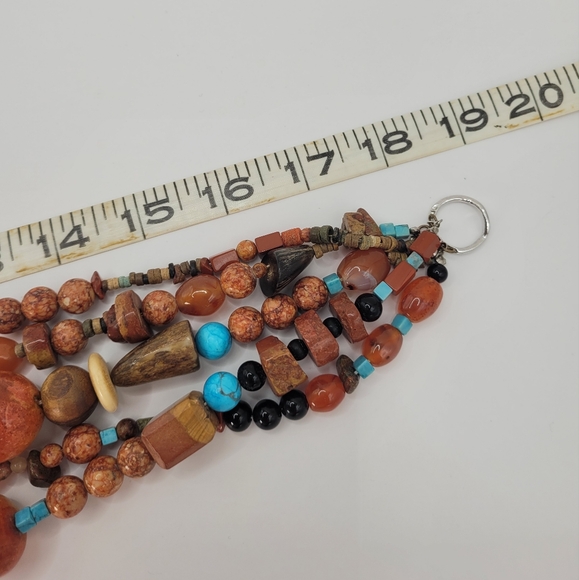 Chunky 5 Strand ALL STONE Necklace Turquoise Bamboo Coral Carnelian Agate 289g - Picture 15 of 16